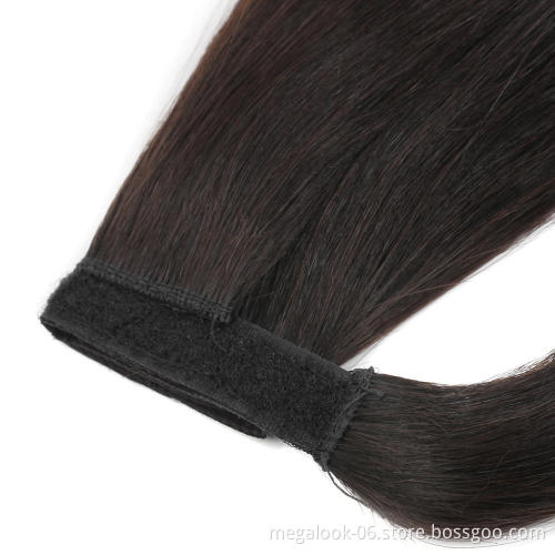 Fashion Long Straight Clip In  False Virgin Hair Ponytail HairPiece Wrap Around Hair Extension Ponytail
